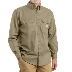 Carhartt FR TWILL LS SHIRT Men’s Fire Resistant Khaki Button Down Large L